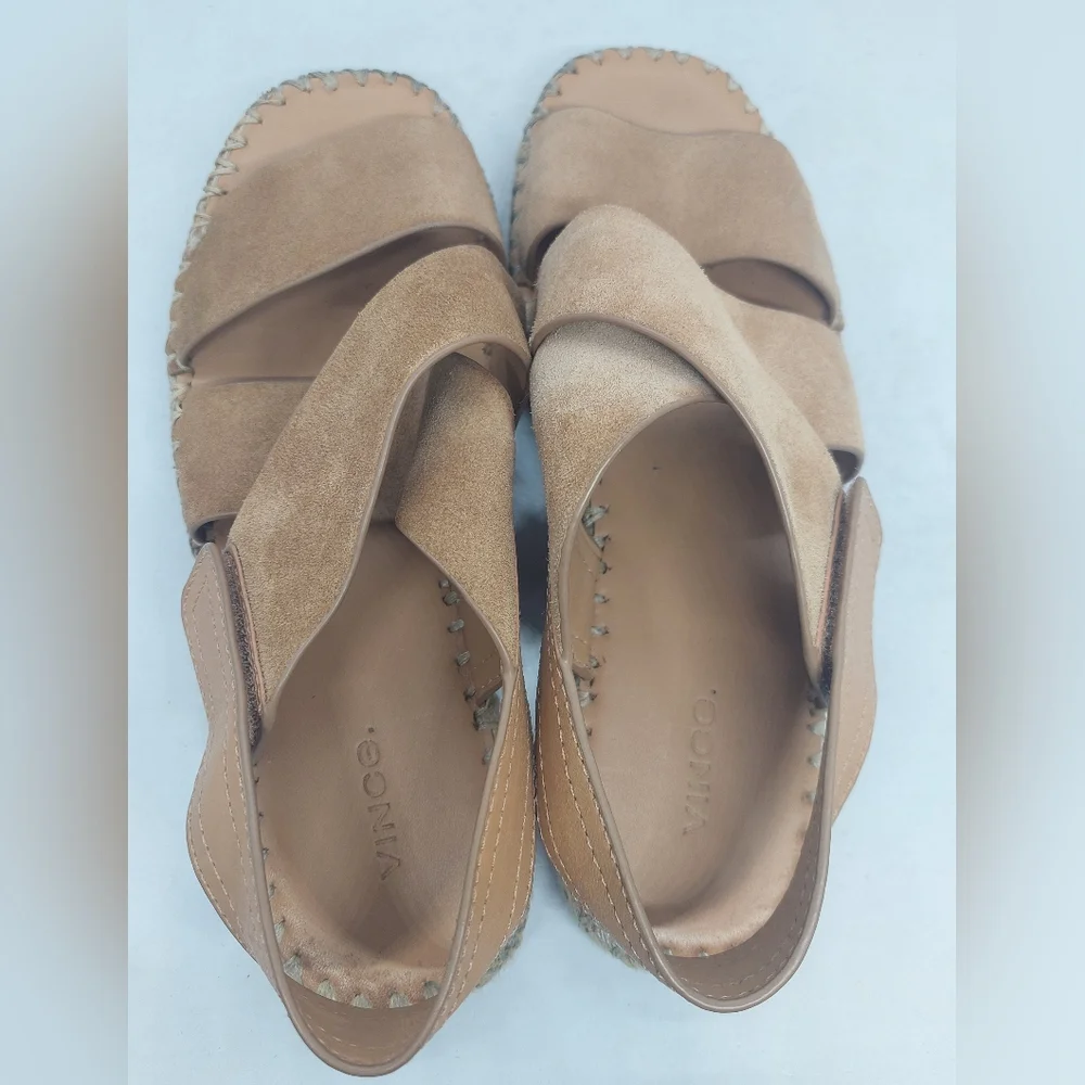 Vince Elian Sandals Leather Suede Woven Espadrille Casual Womens Size 9.5M